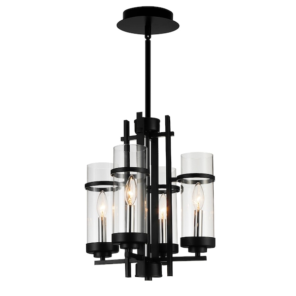 Cwi Lighting Sierra 4 Light Up Mini Pendant With Black Finish 9827P14-4-101 - main